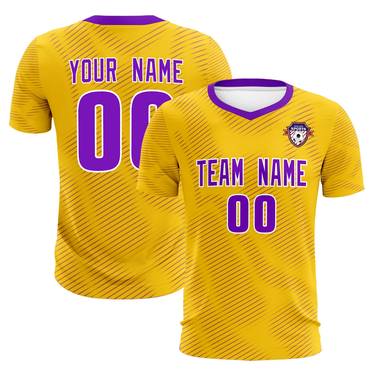 Custom Gold Purple Training Uniform For Men Soccer Sets Jersey