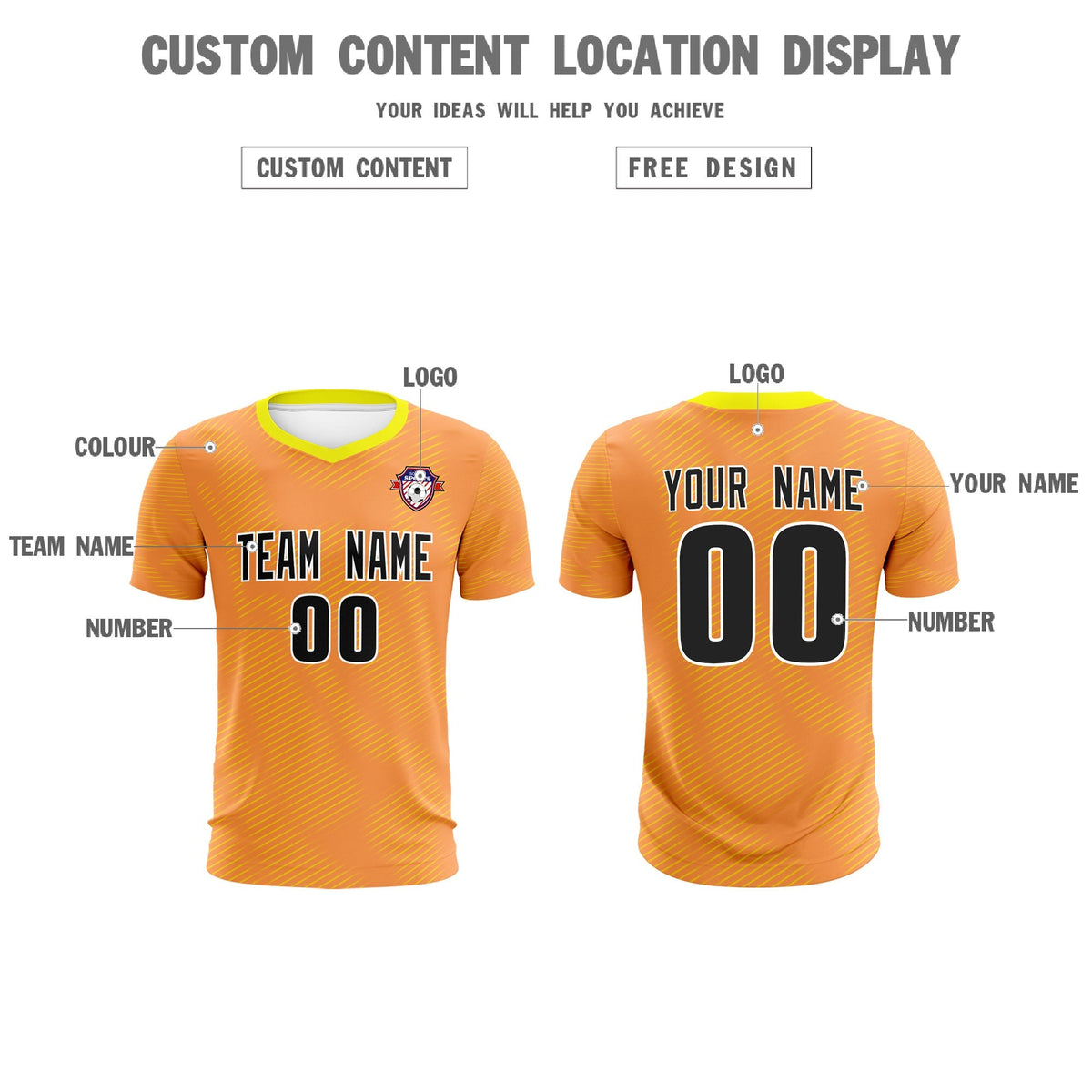 Custom Light Orange Gold Training Uniform For Men Soccer Sets Jersey