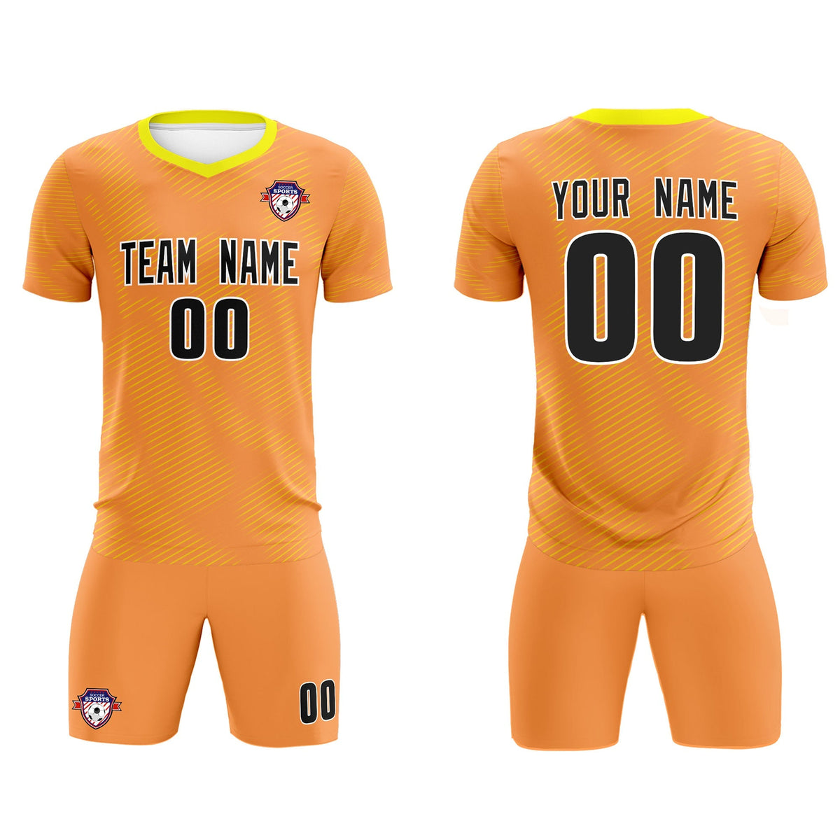 Custom Light Orange Gold Training Uniform For Men Soccer Sets Jersey