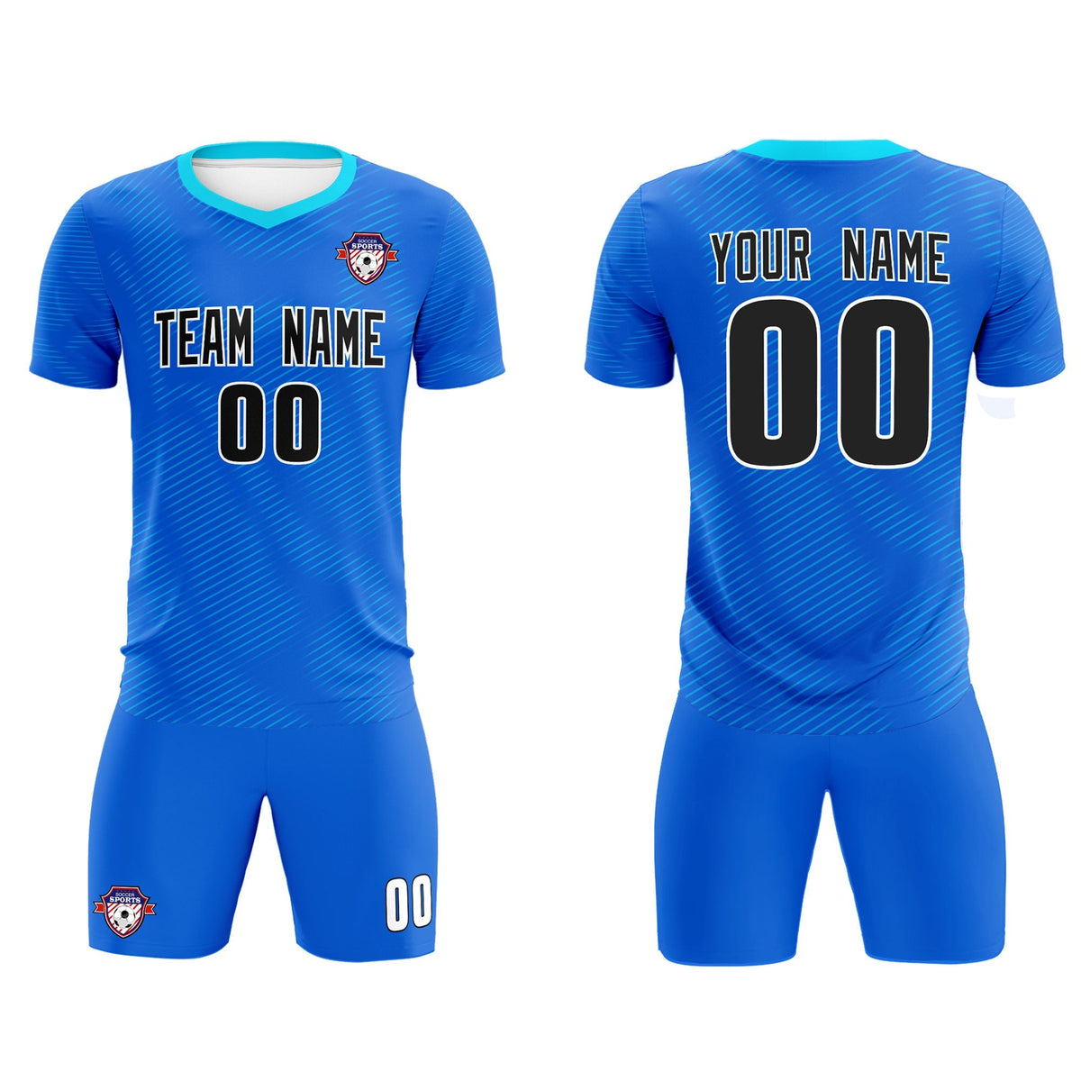 Custom Royal Powder Blue Training Uniform For Men Soccer Sets Jersey