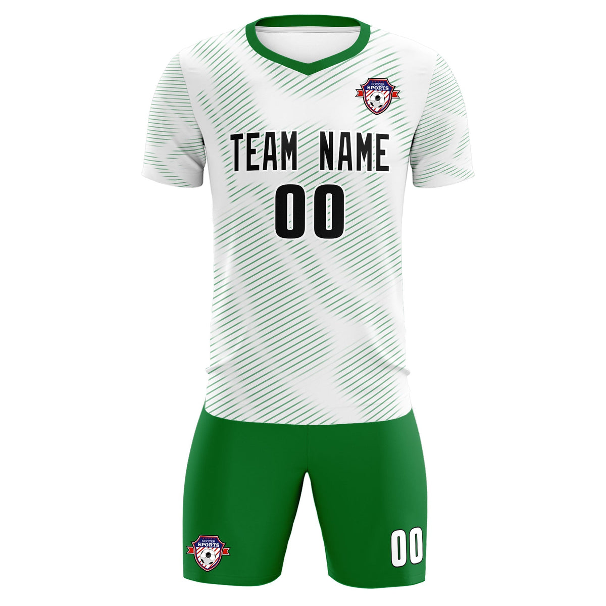 Custom White Kelly Green Training Uniform For Men Soccer Sets Jersey