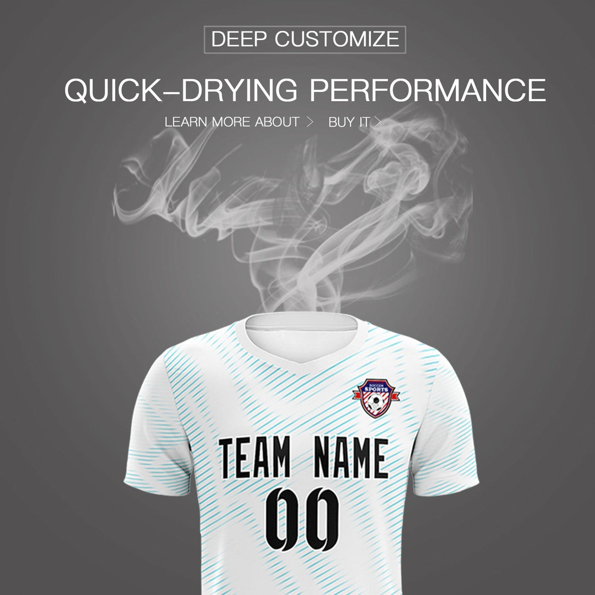 Custom White Sky Blue Training Uniform For Men Soccer Sets Jersey