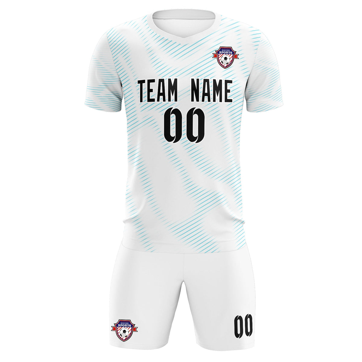 Custom White Sky Blue Training Uniform For Men Football Sets Jersey