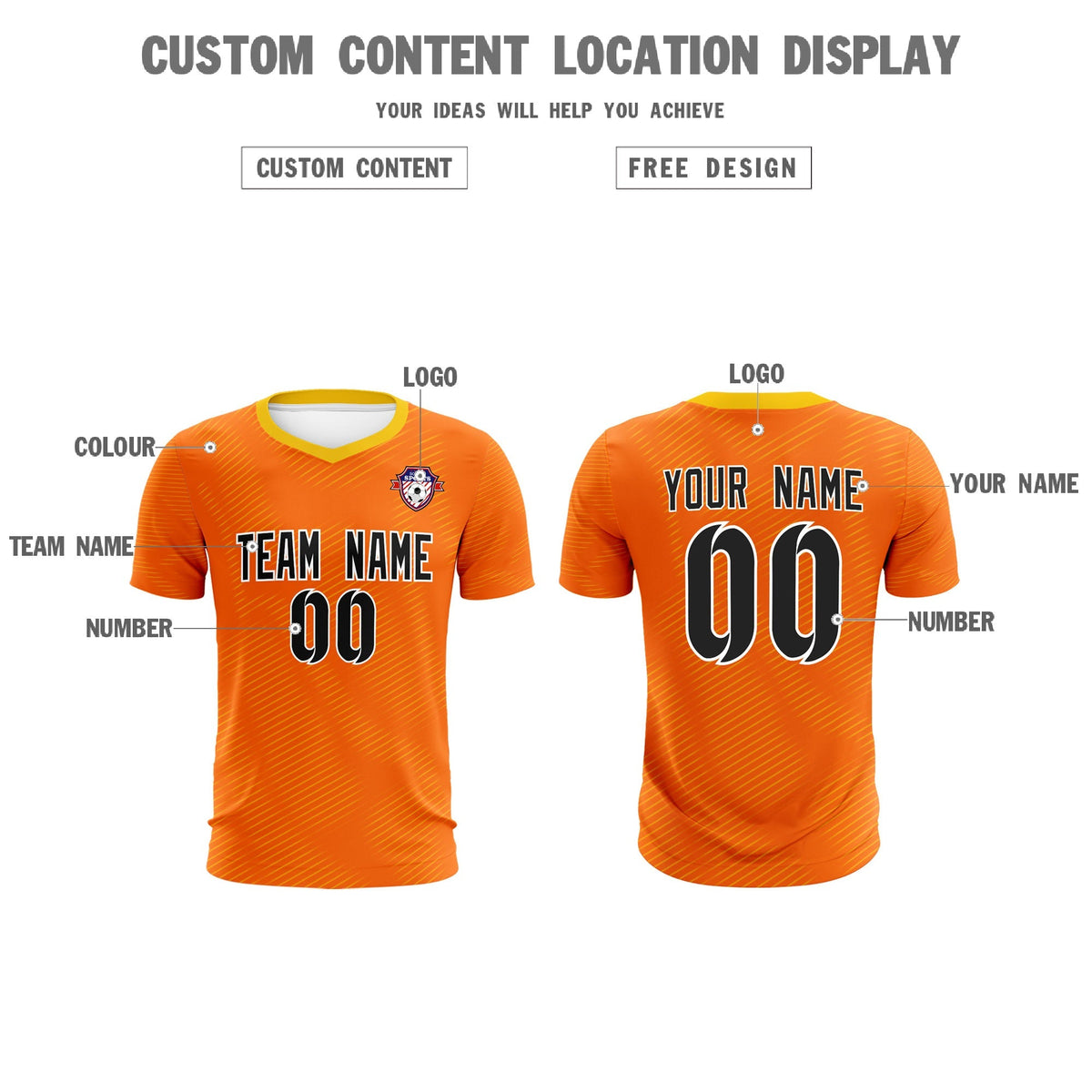 Custom Orange Gold Training Uniform For Men Football Sets Jersey