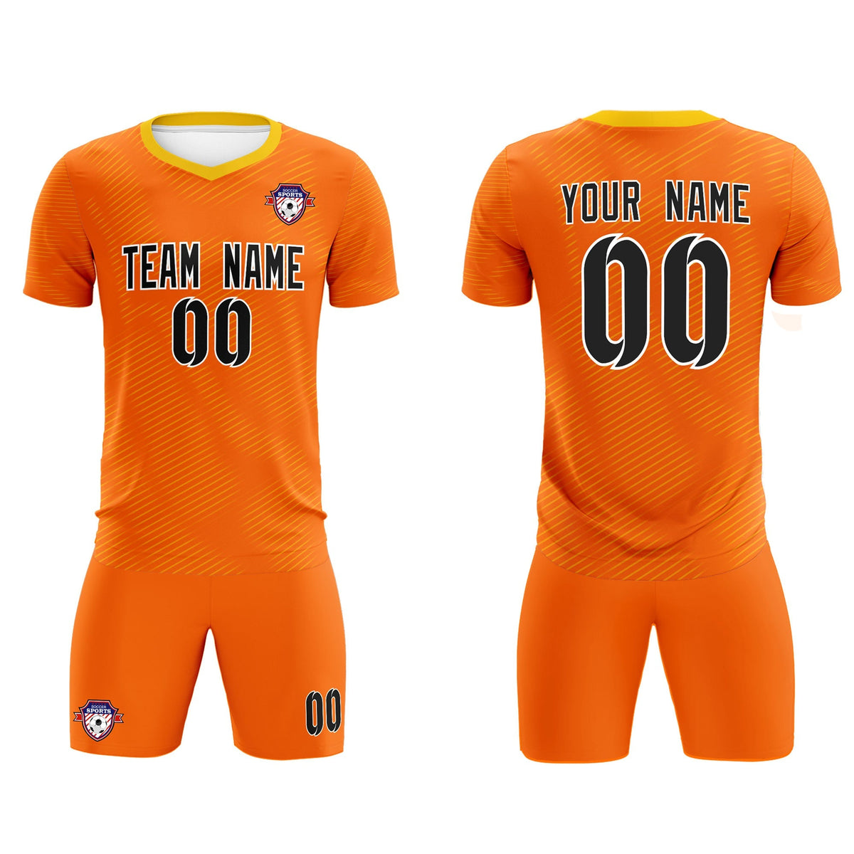 Custom Orange Gold Training Uniform For Men Football Sets Jersey