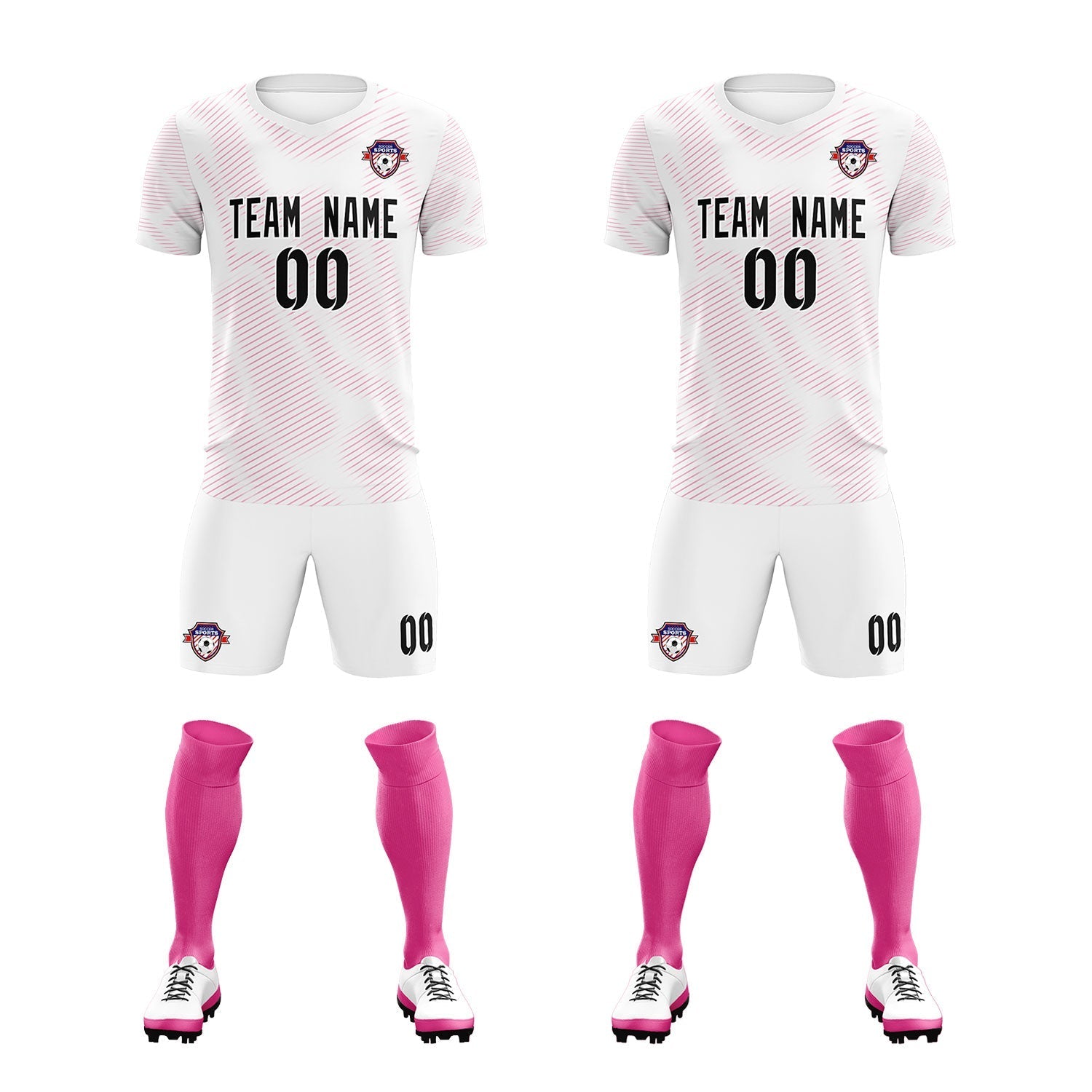 Custom White Pink Training Uniform For Men Soccer Sets Jersey