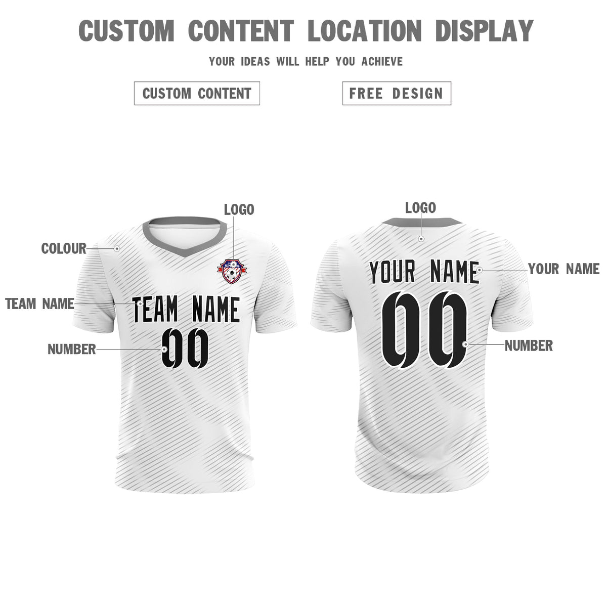 Custom White Gray Training Uniform For Men Football Sets Jersey