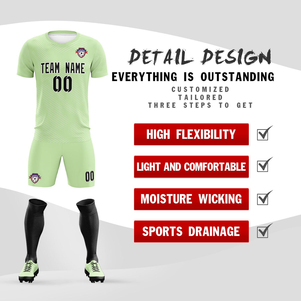 Custom Green White Training Uniform For Men Football Sets Jersey