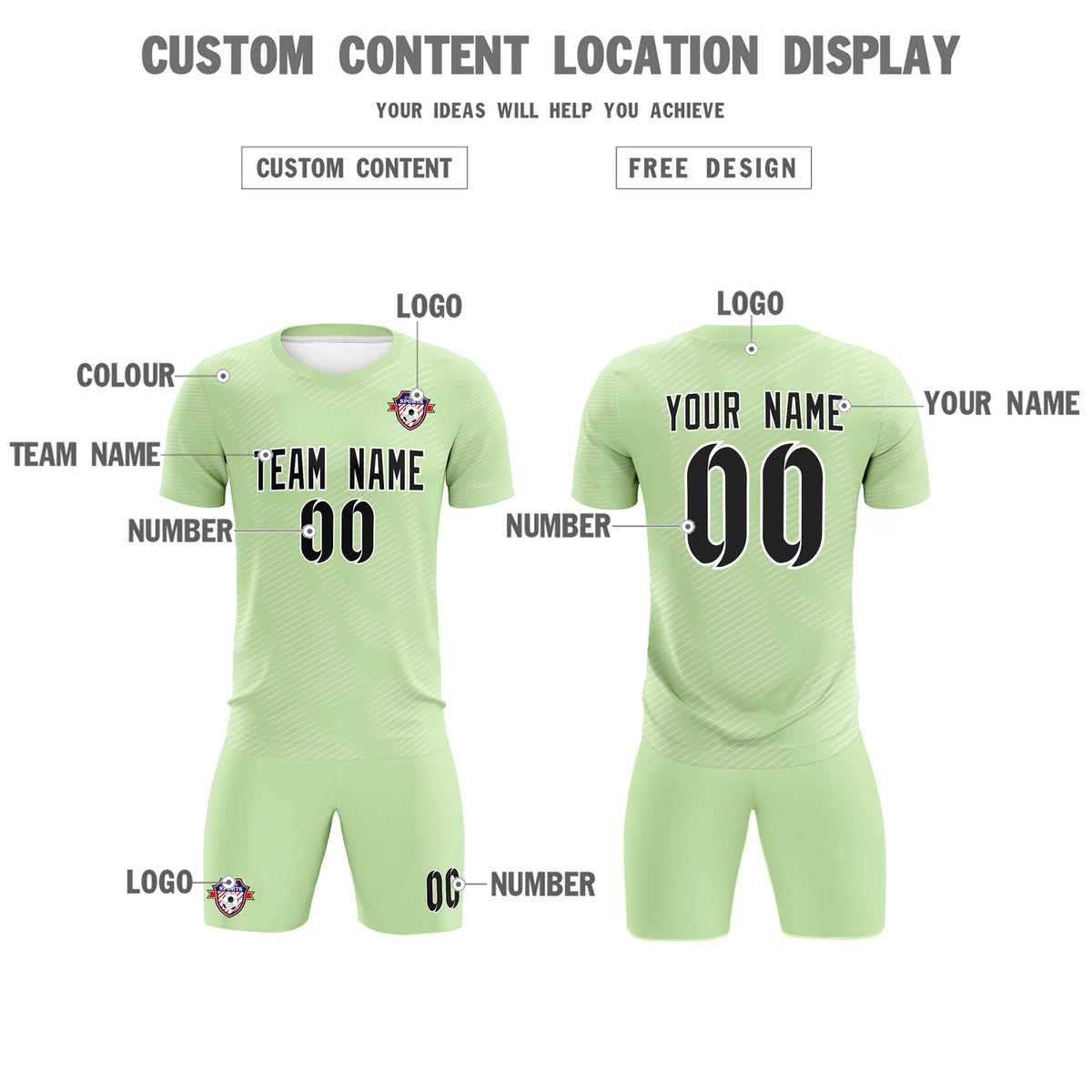 Custom Green White Training Uniform For Men Football Sets Jersey