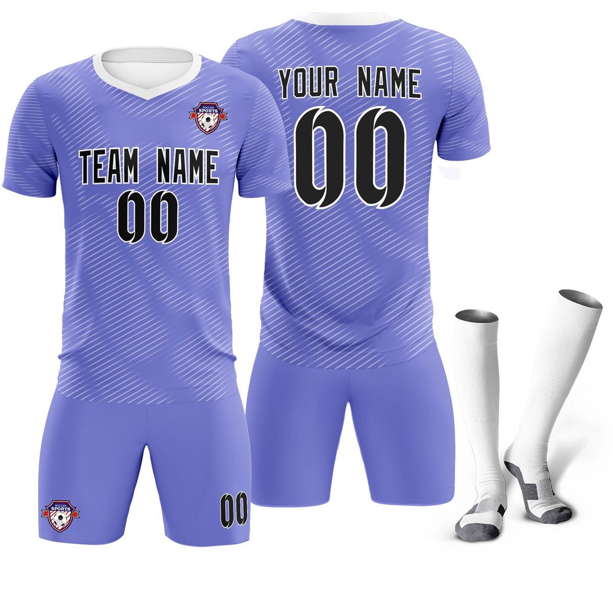 Custom Light Purple White Training Uniform For Men Soccer Sets Jersey