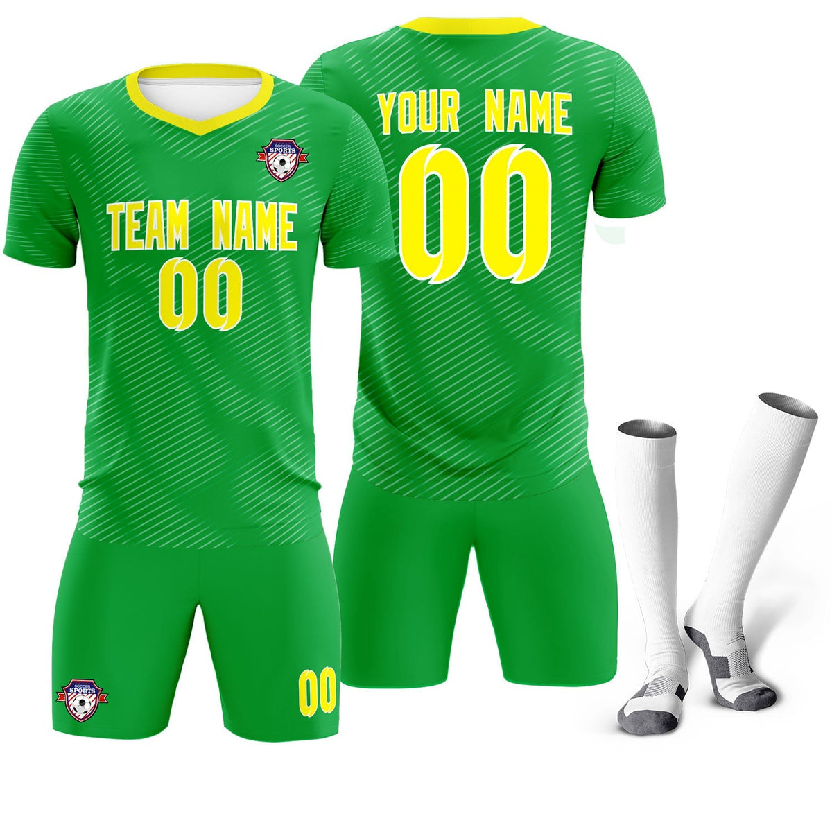 Custom Kelly Green Gold Training Uniform For Men Football Sets Jersey