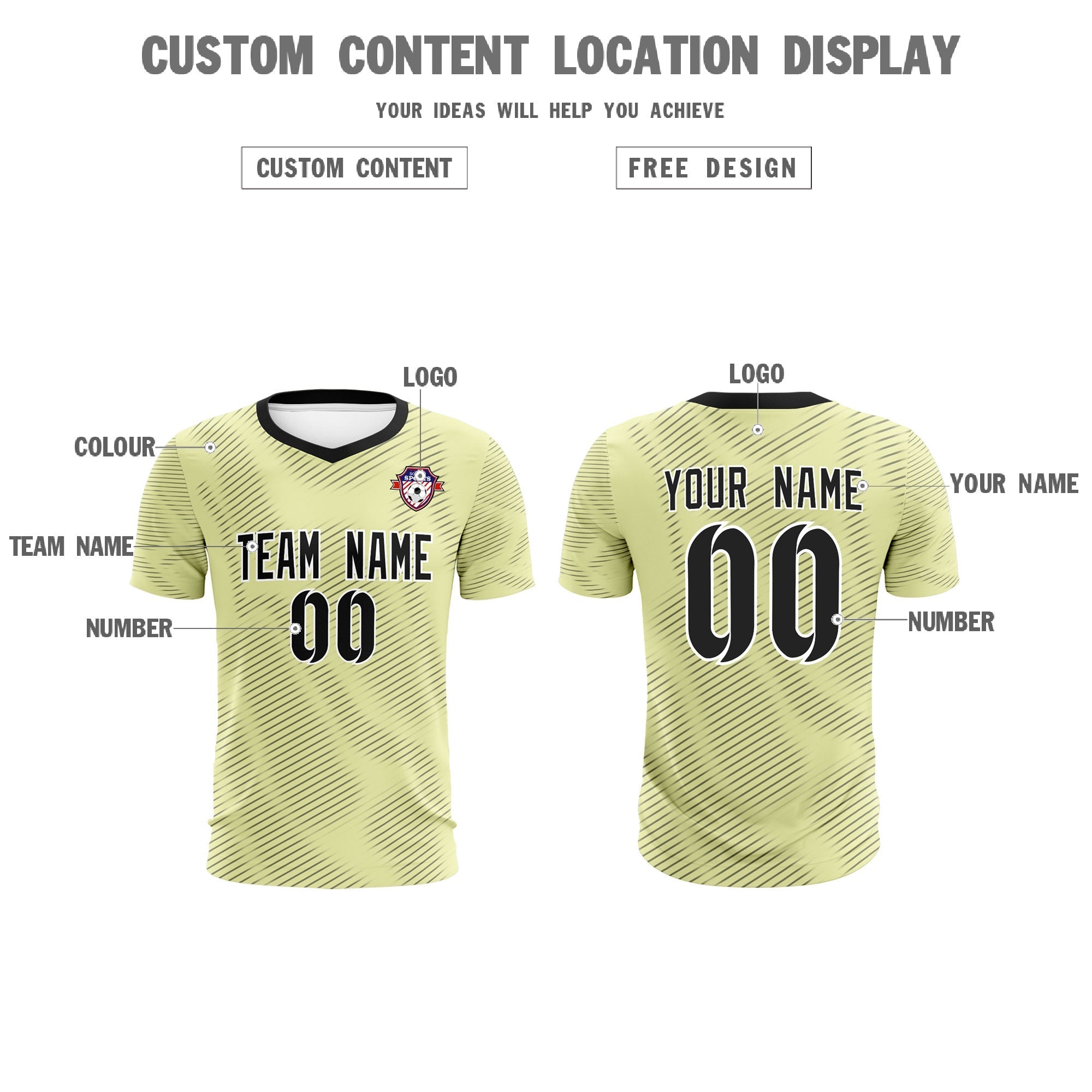 Custom Cream Black Training Uniform For Men Soccer Sets Jersey