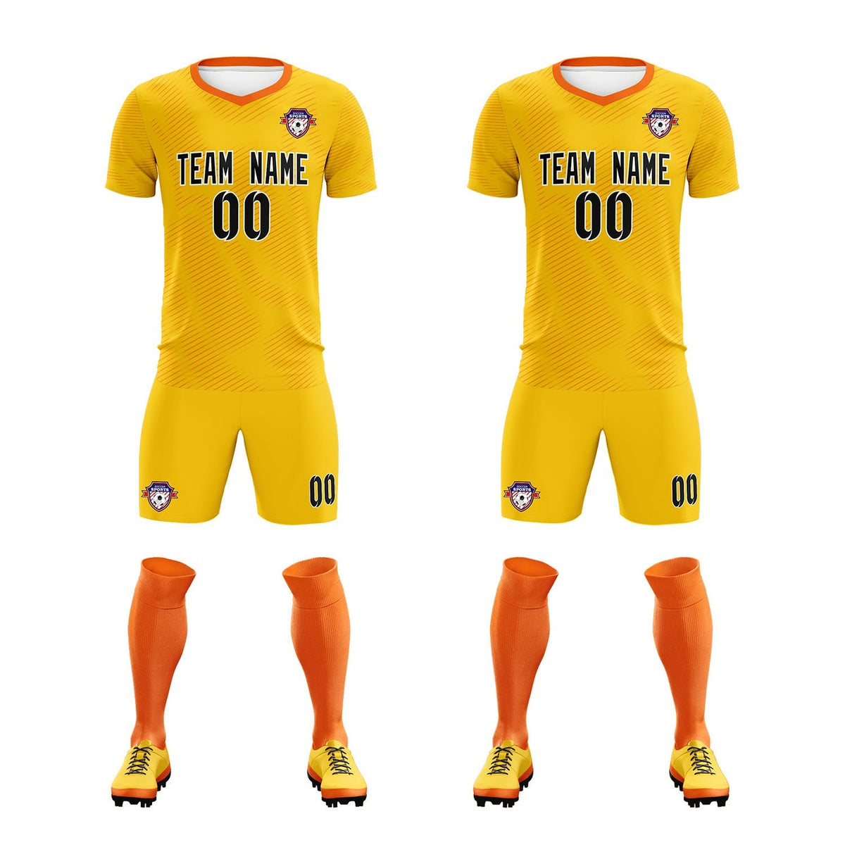 Custom Yellow Orange Training Uniform For Men Soccer Sets Jersey