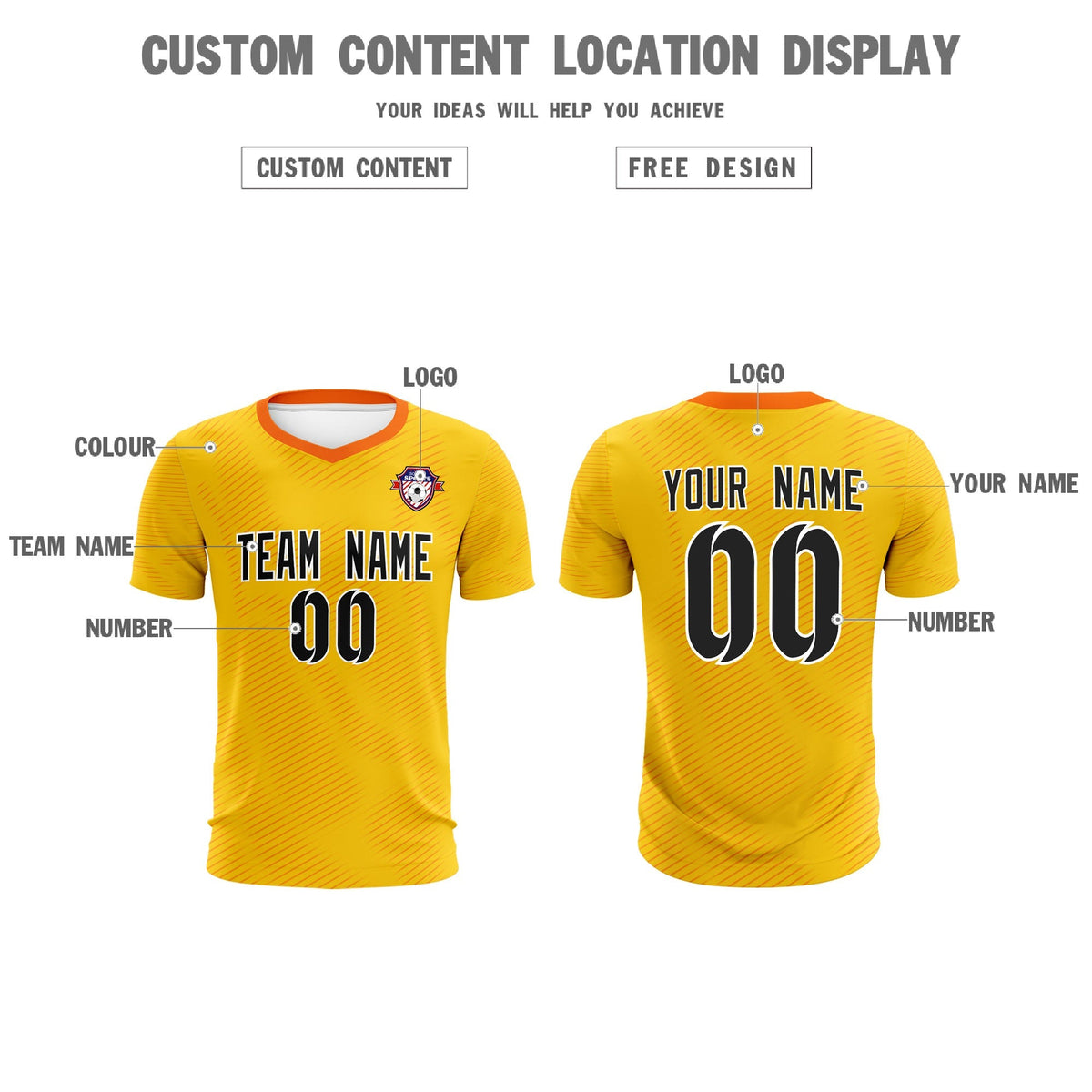Custom Yellow Orange Training Uniform For Men Football Sets Jersey