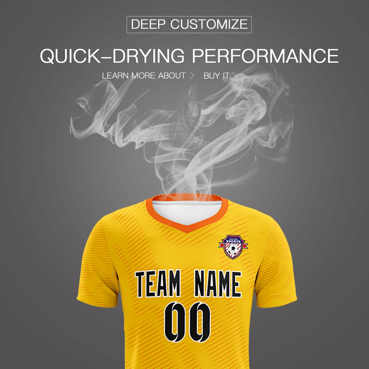 Custom Yellow Orange Training Uniform For Men Football Sets Jersey