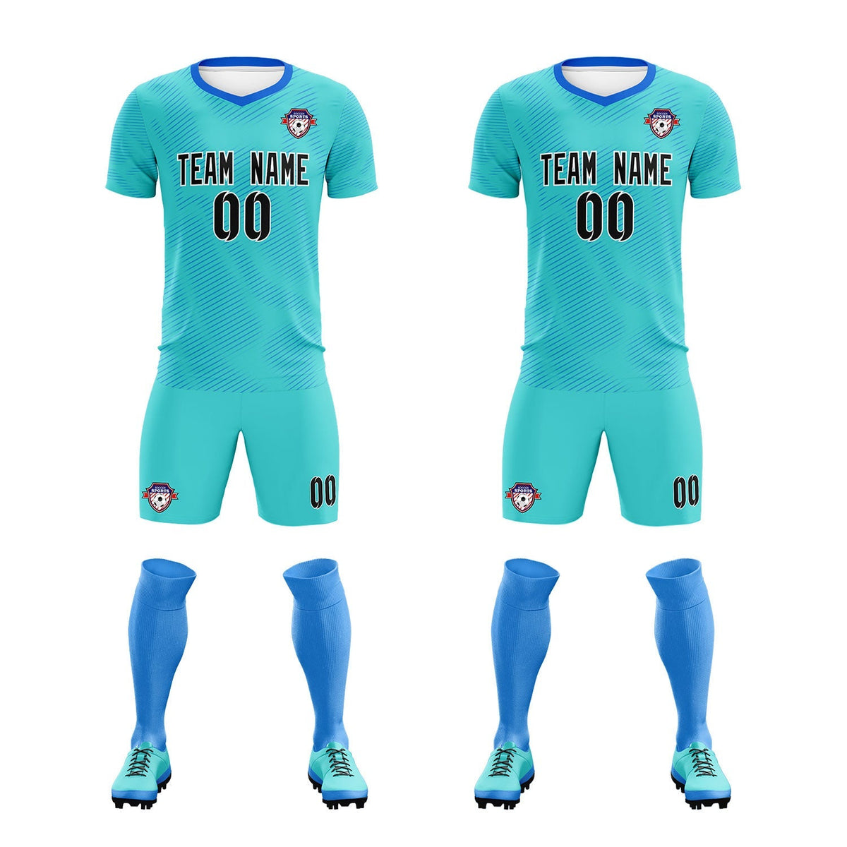 Custom Sky Blue Powder Blue Training Uniform For Men Soccer Sets Jersey