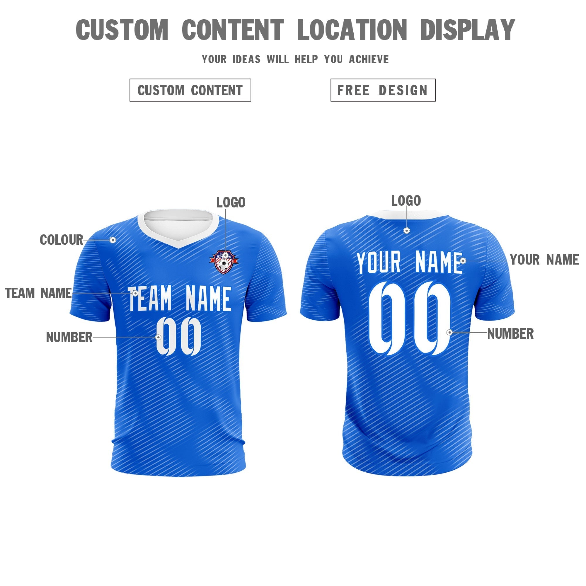 Custom Royal White Training Uniform For Men Soccer Sets Jersey