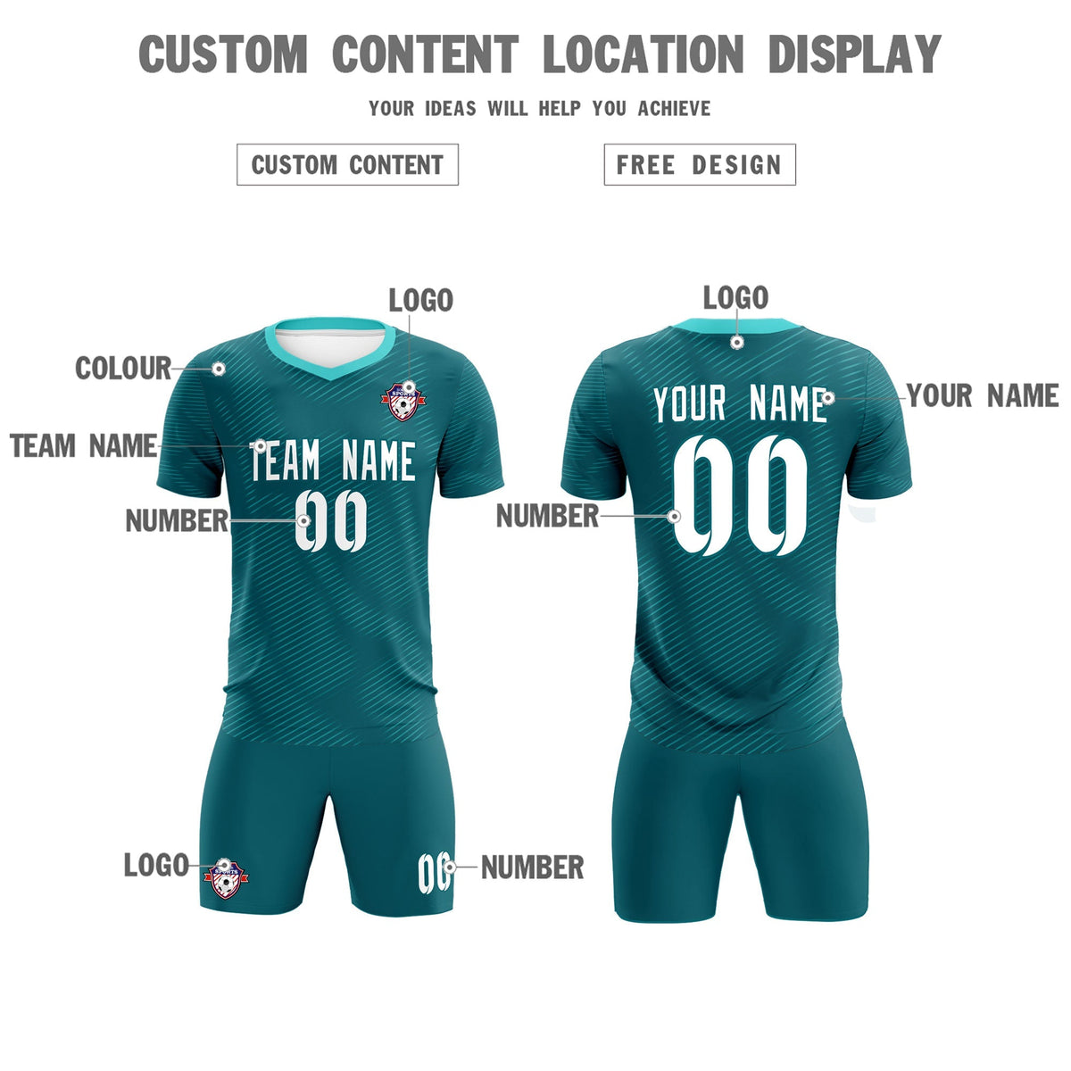 Custom Aqua Aqua Training Uniform For Men Football Sets Jersey