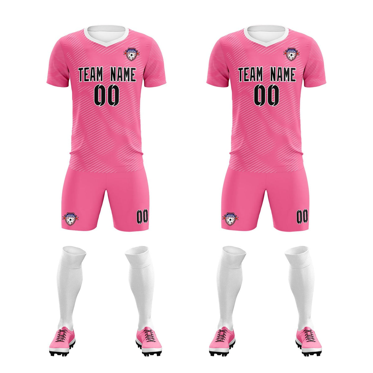 Custom Pink White Training Uniform For Men Football Sets Jersey