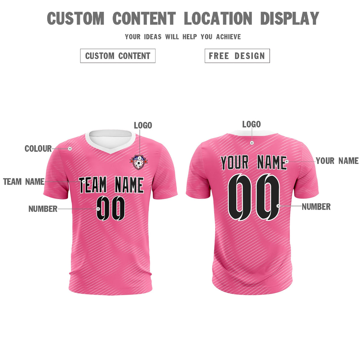 Custom Pink White Training Uniform For Men Football Sets Jersey
