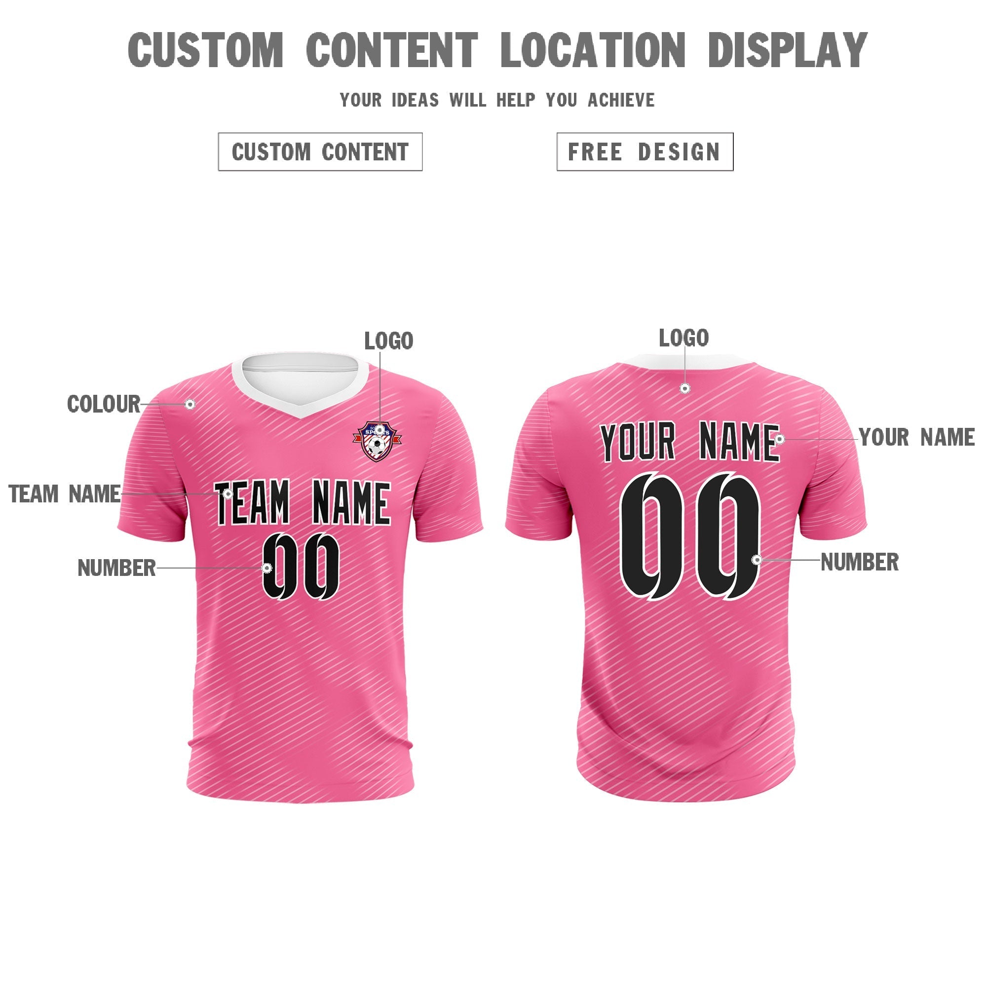 Custom Pink White Training Uniform For Men Soccer Sets Jersey