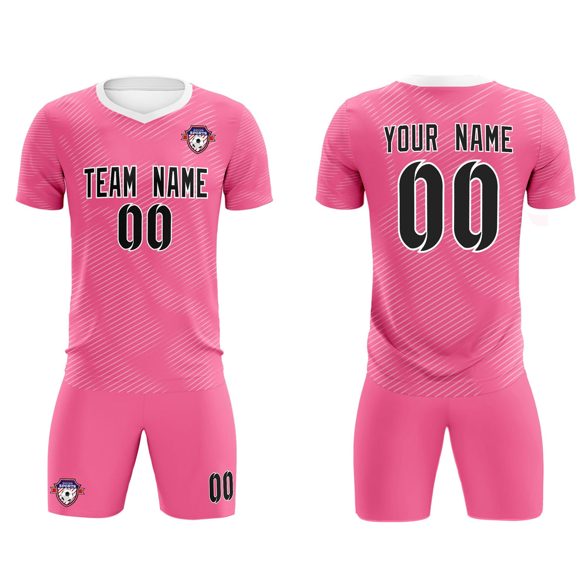 Custom Pink White Training Uniform For Men Soccer Sets Jersey