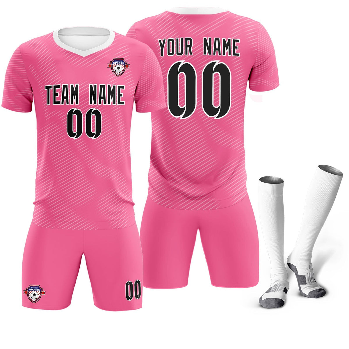 Custom Pink White Training Uniform For Men Soccer Sets Jersey