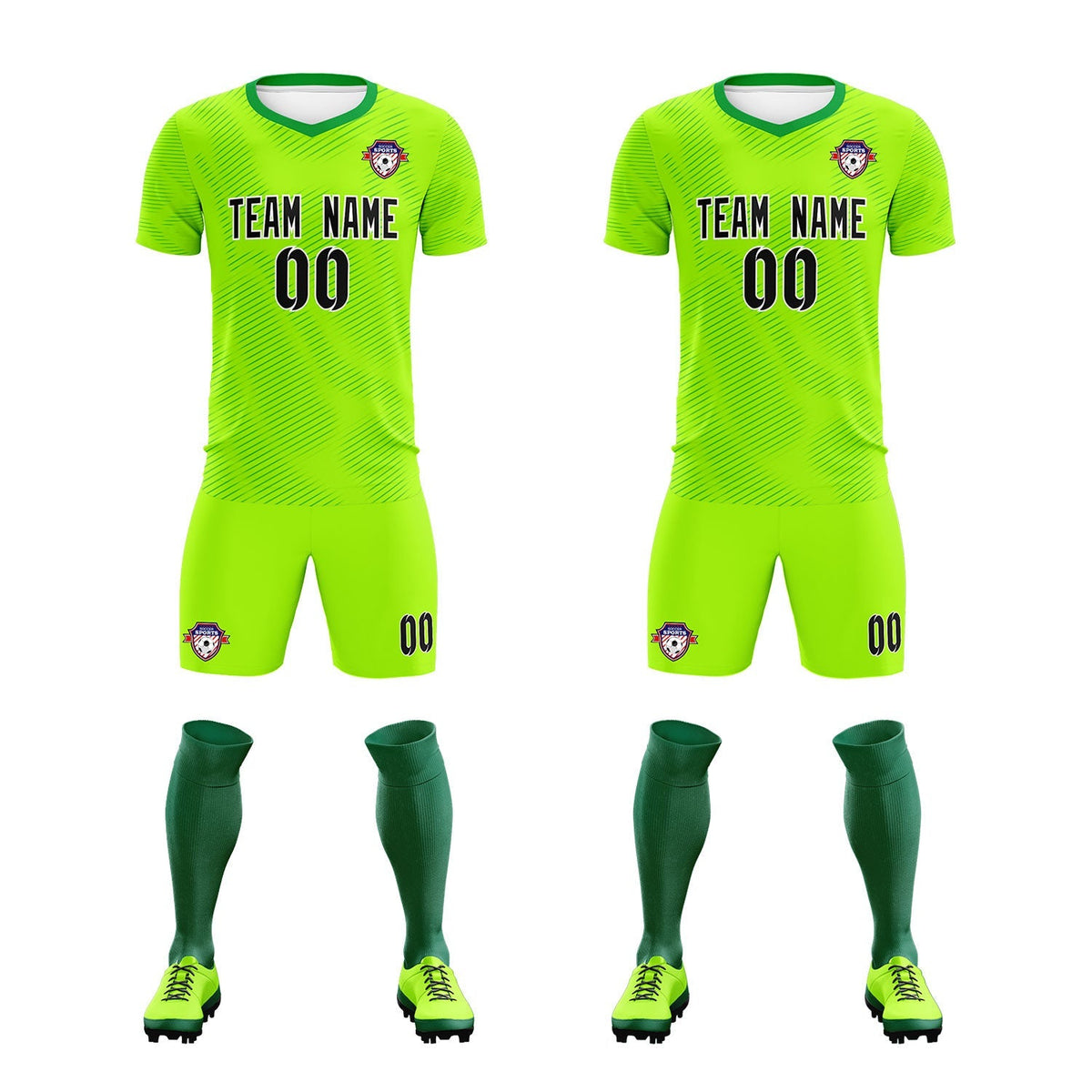 Custom Neon Green Kelly Green Training Uniform For Men Football Sets Jersey