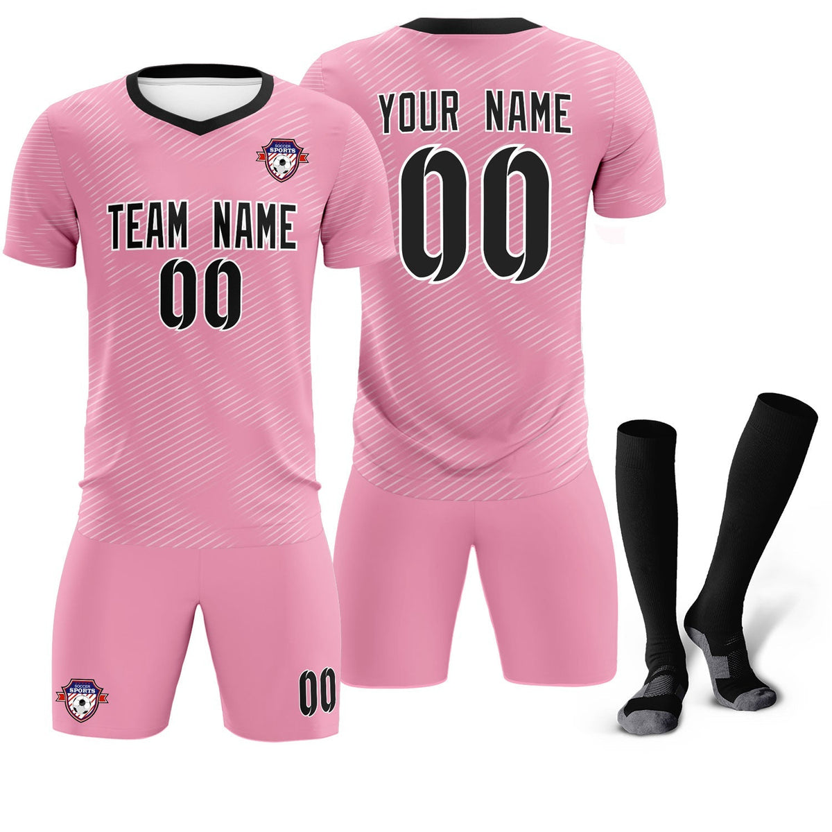 Custom Light Pink White Training Uniform For Men Soccer Sets Jersey