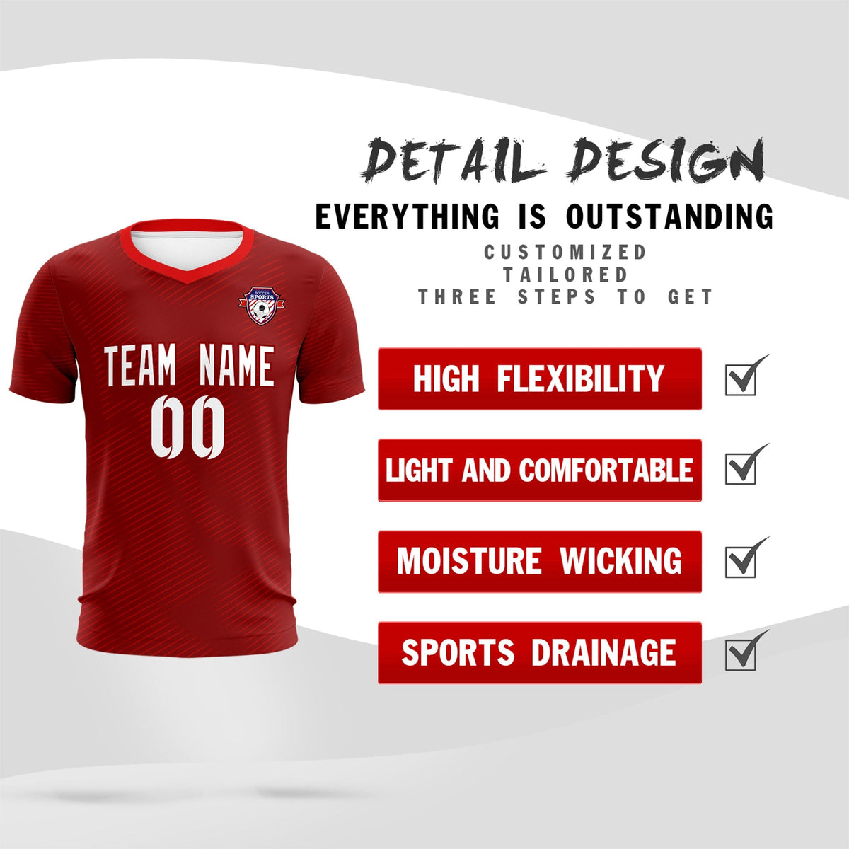 Custom Crimson Red Training Uniform For Men Soccer Sets Jersey