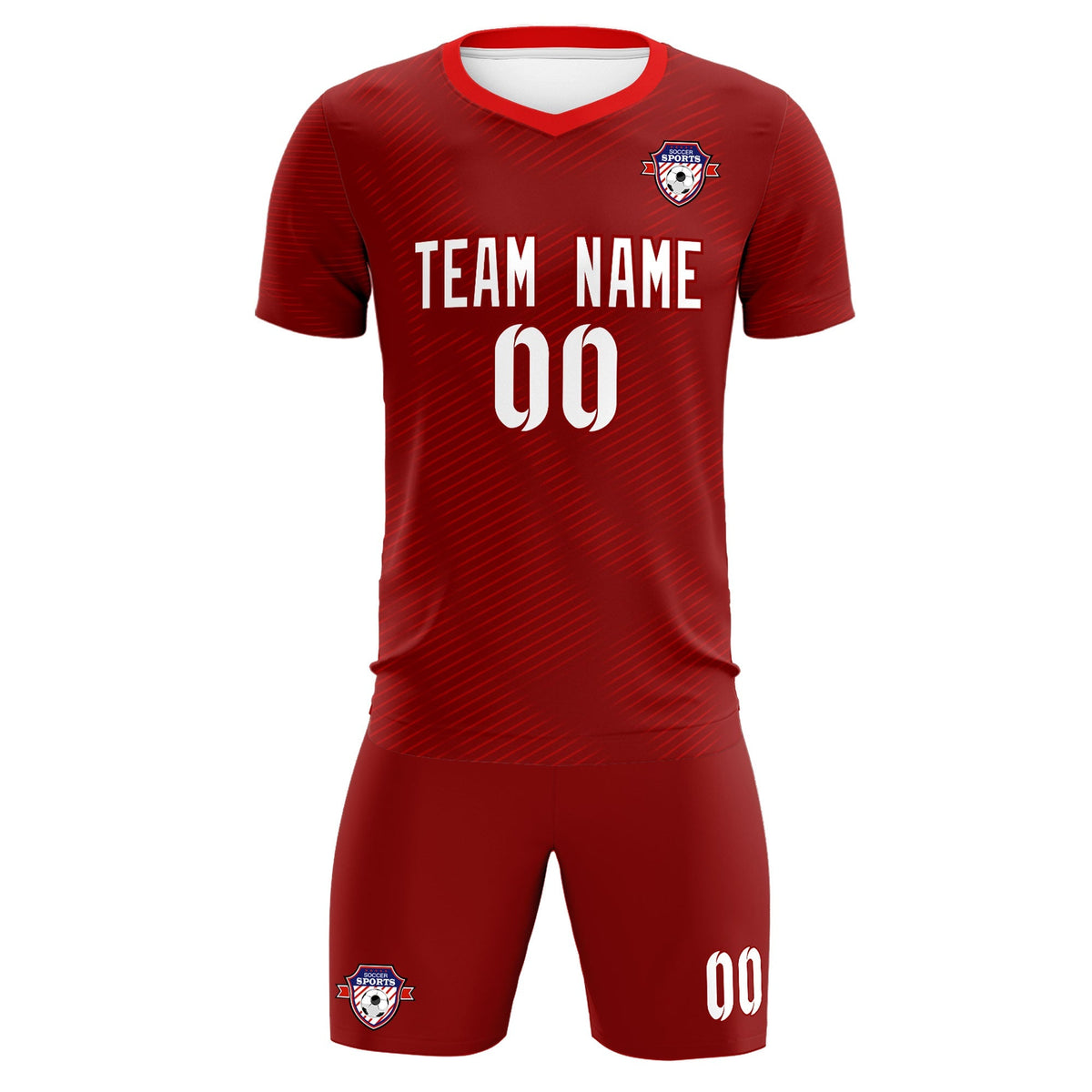 Custom Crimson Red Training Uniform For Men Soccer Sets Jersey