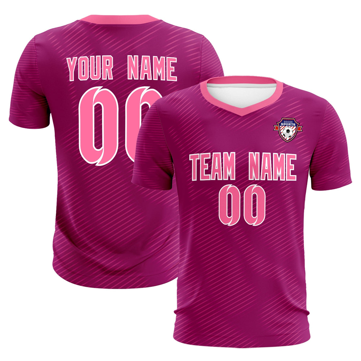 Custom Rose Red Pink Training Uniform For Men Soccer Sets Jersey