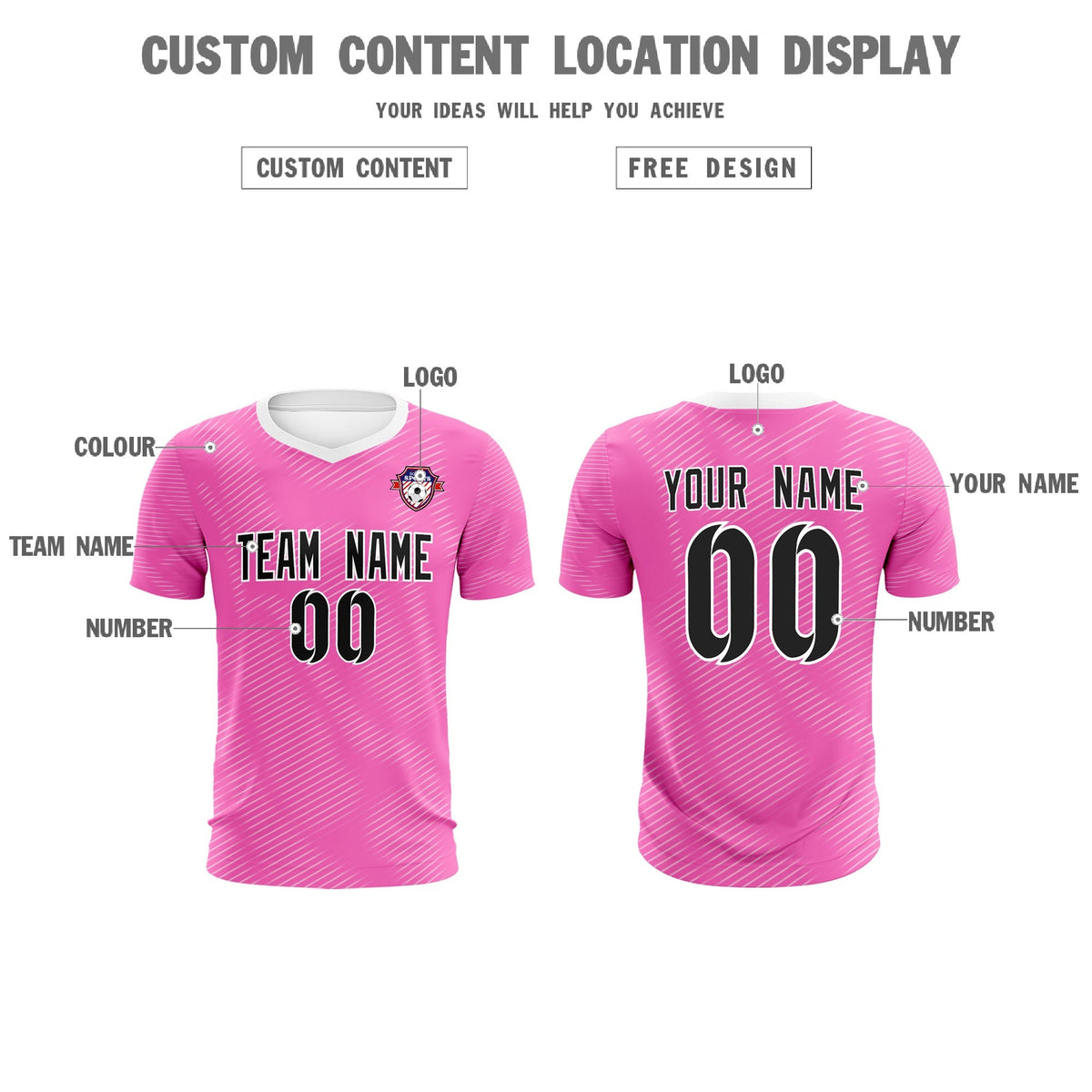 Custom Pink White Training Uniform For Men Soccer Sets Jersey