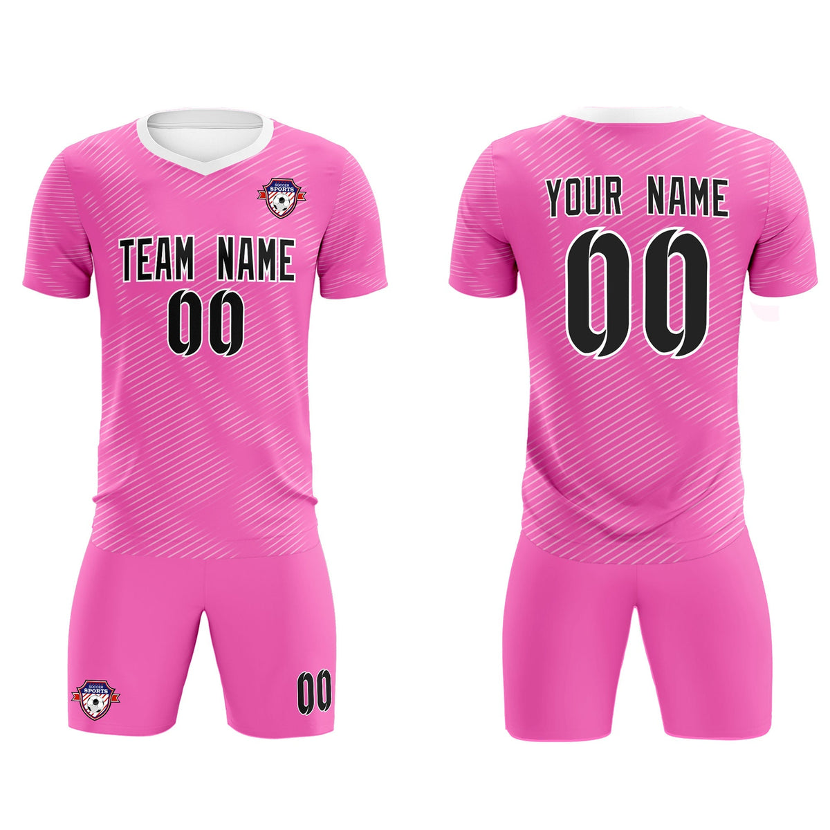 Custom Pink White Training Uniform For Men Soccer Sets Jersey