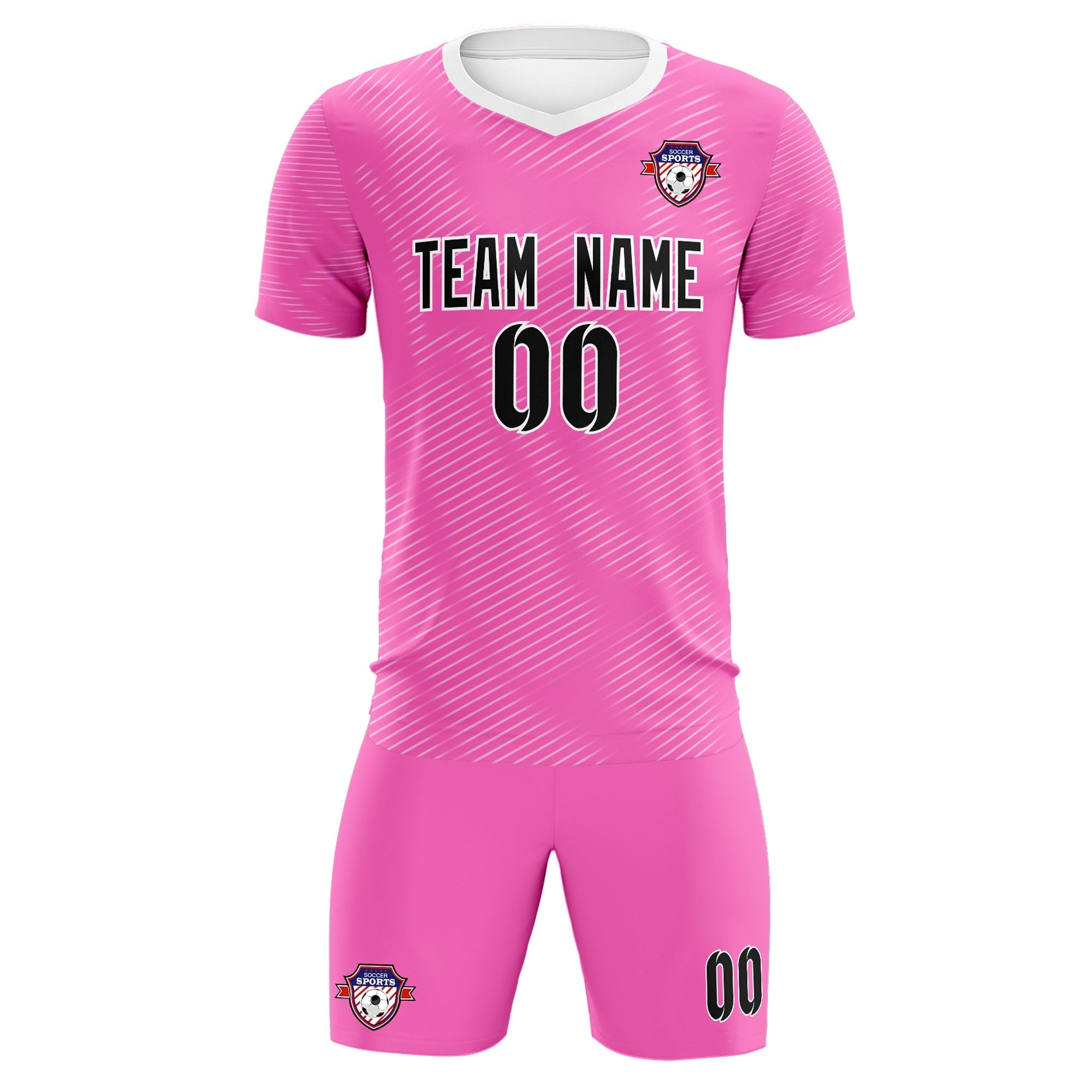 Custom Pink White Training Uniform For Men Soccer Sets Jersey