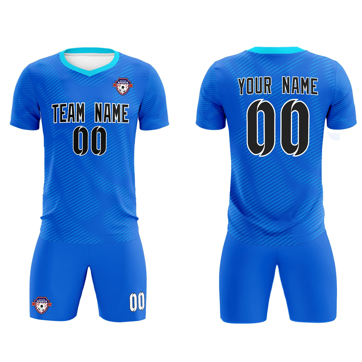 Custom Royal Powder Blue Training Uniform For Men Soccer Sets Jersey
