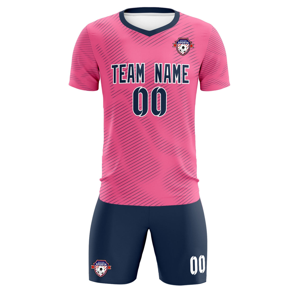 Custom Pink Navy Training Uniform For Men Soccer Sets Jersey