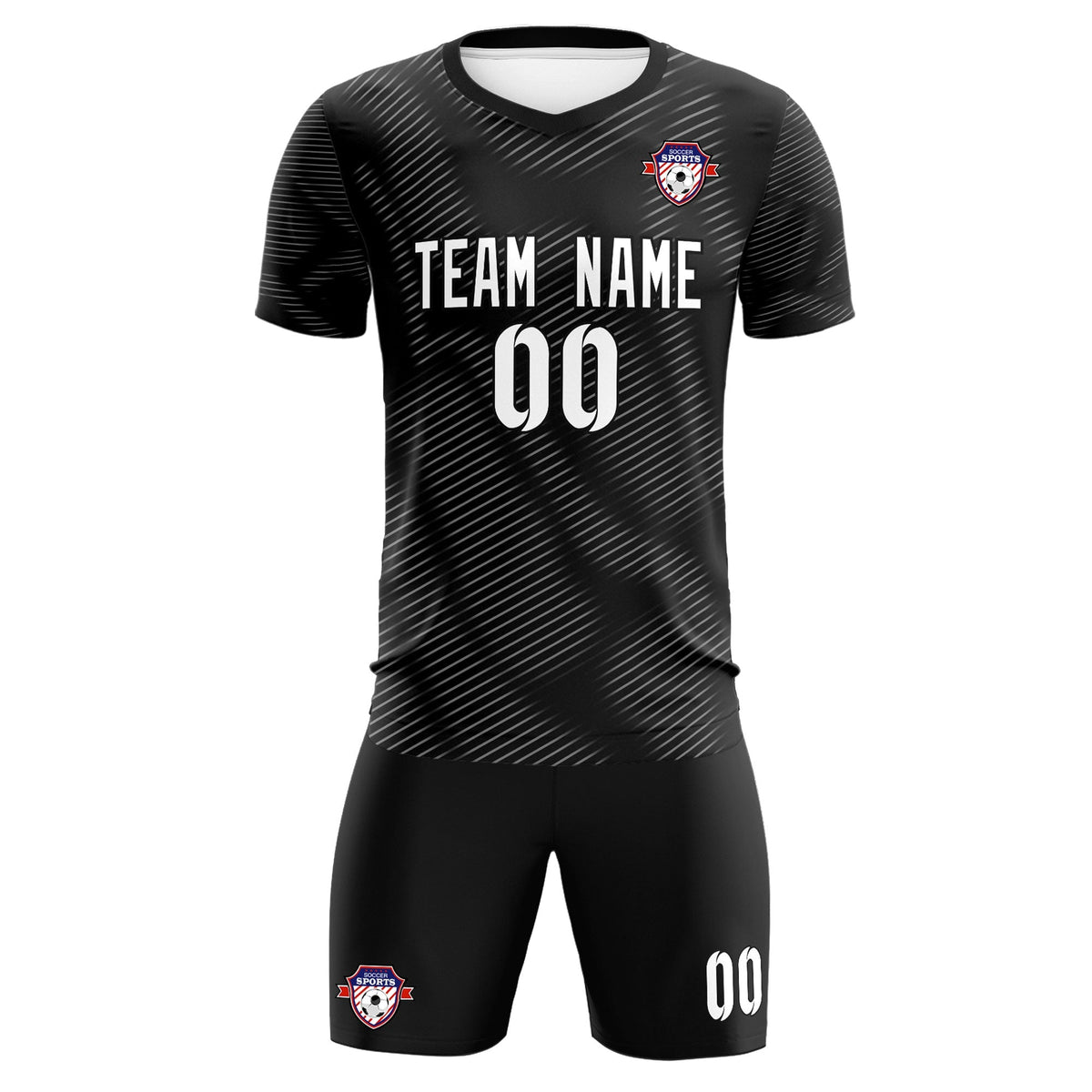 Custom Black White Training Uniform For Men Soccer Sets Jersey