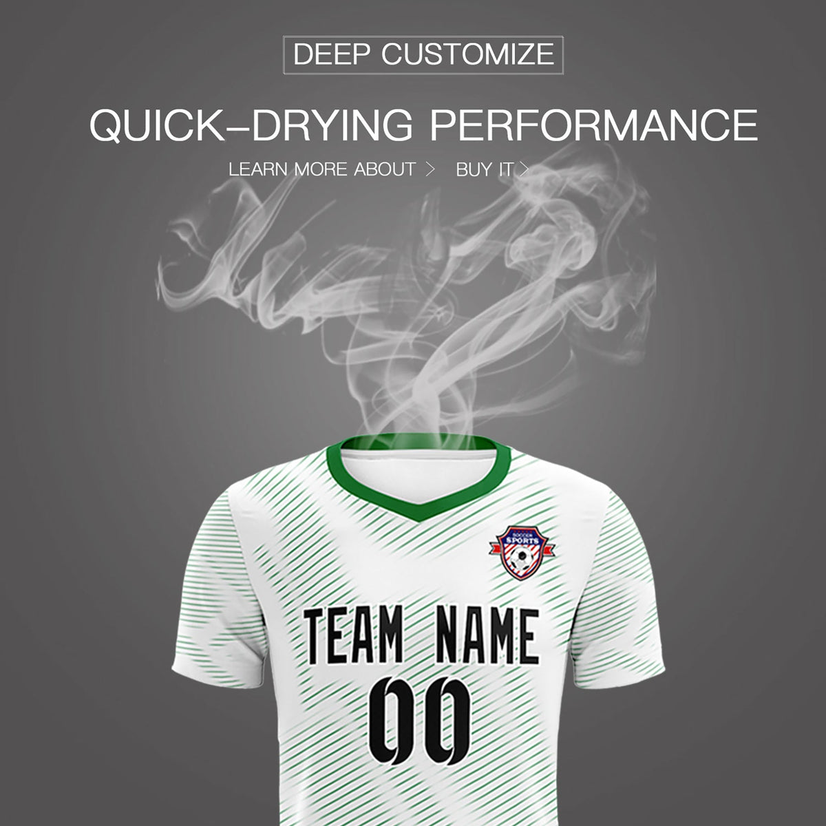 Custom White Kelly Green Training Uniform For Men Soccer Sets Jersey