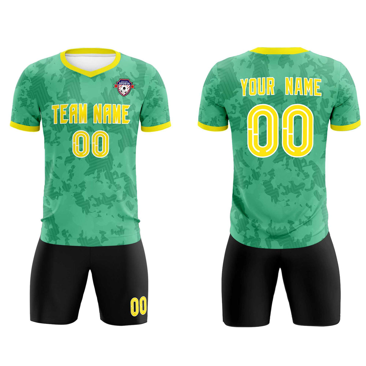 Custom Green Camo sports Football Kit Jersey