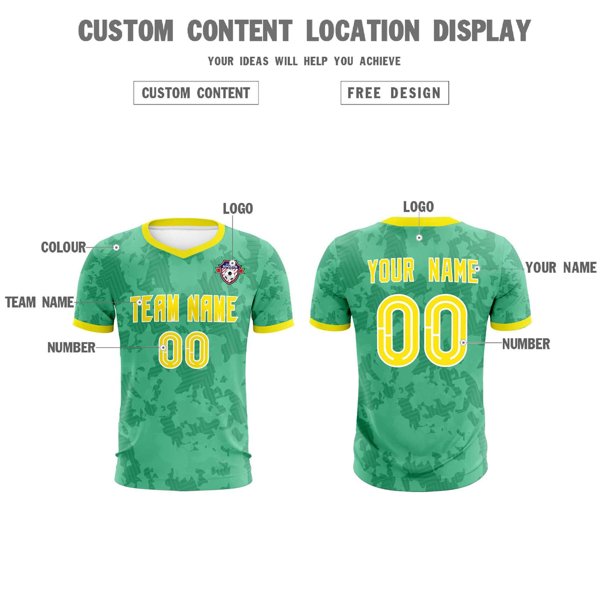 Custom Green Camo sports Football Kit Jersey