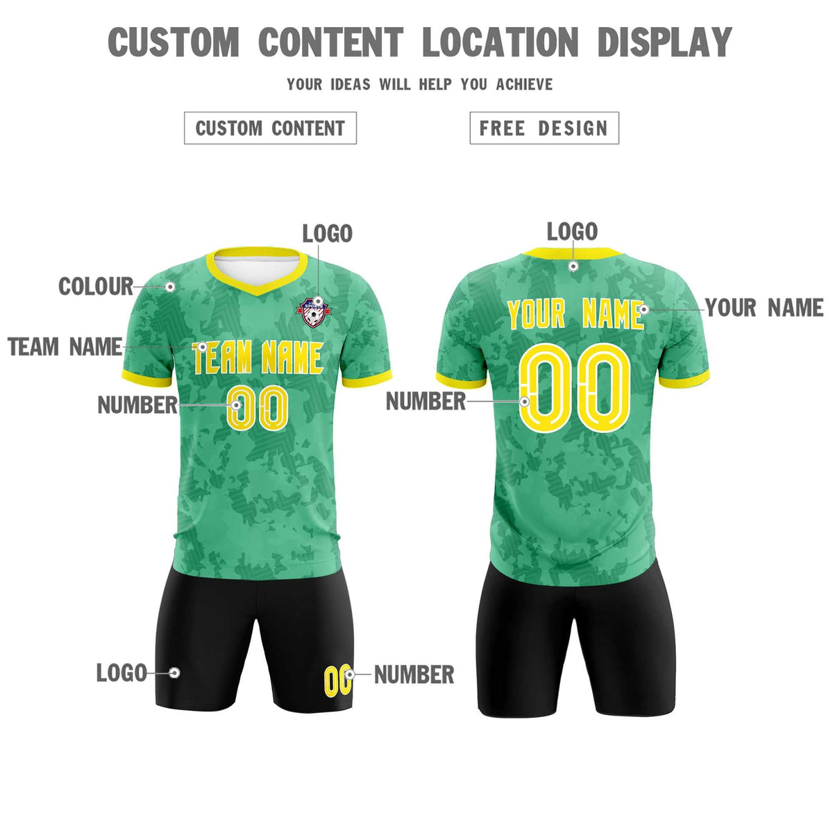 Custom Green Camo sports Football Kit Jersey