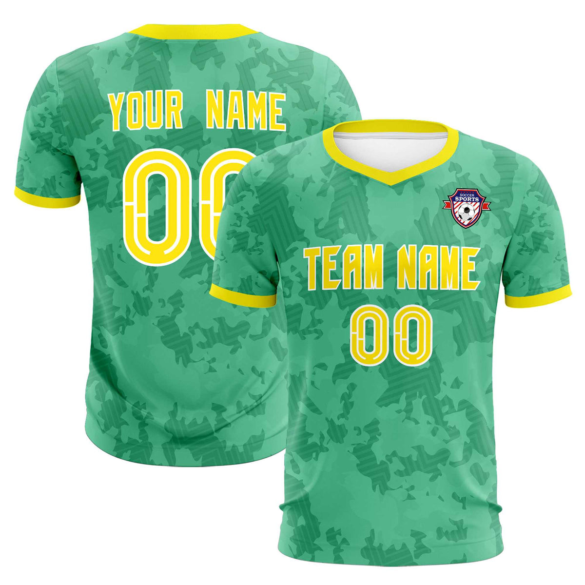 Custom Green Camo sports Football Kit Jersey
