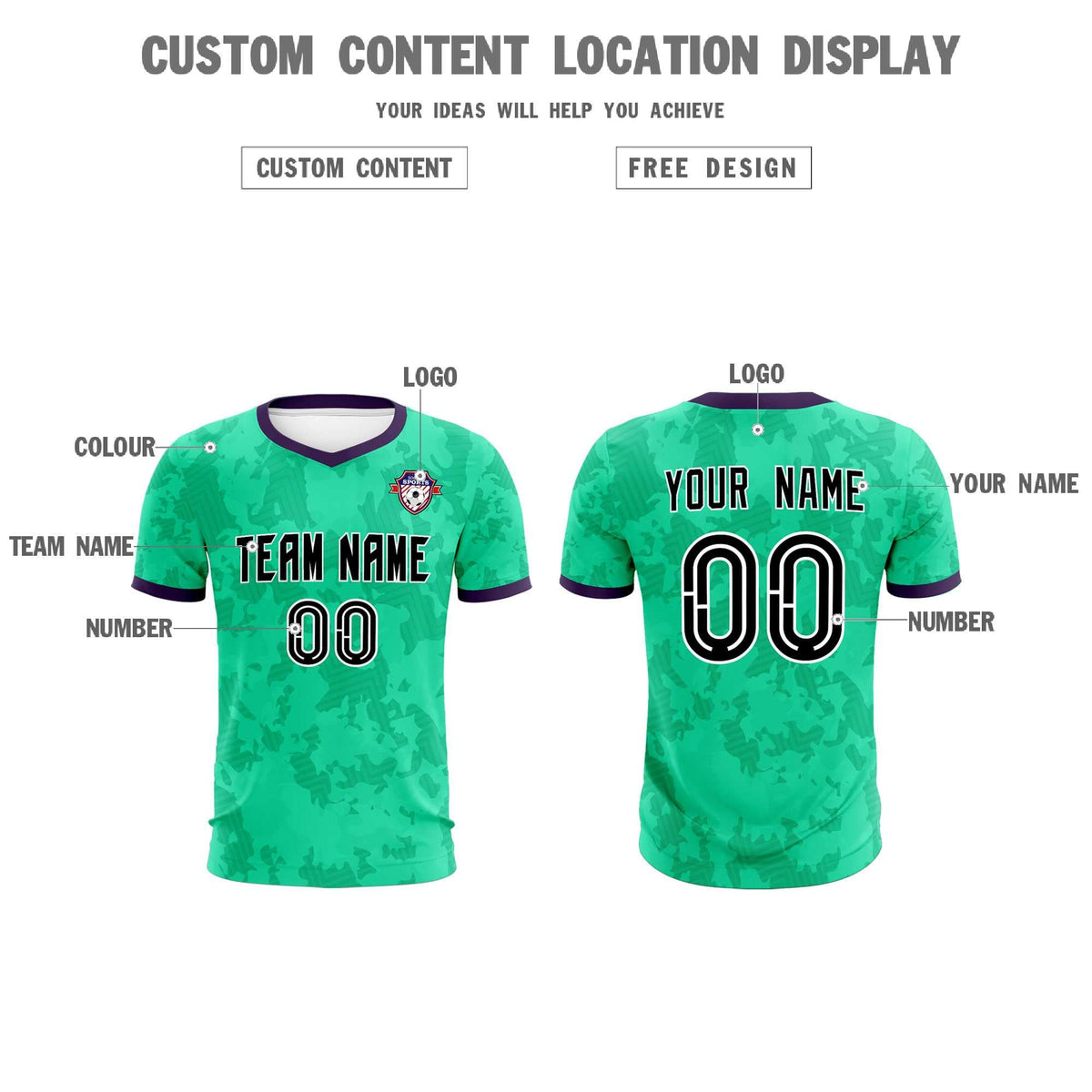 Custom Neon Green Camo sports Soccer Tops/Sets Jersey