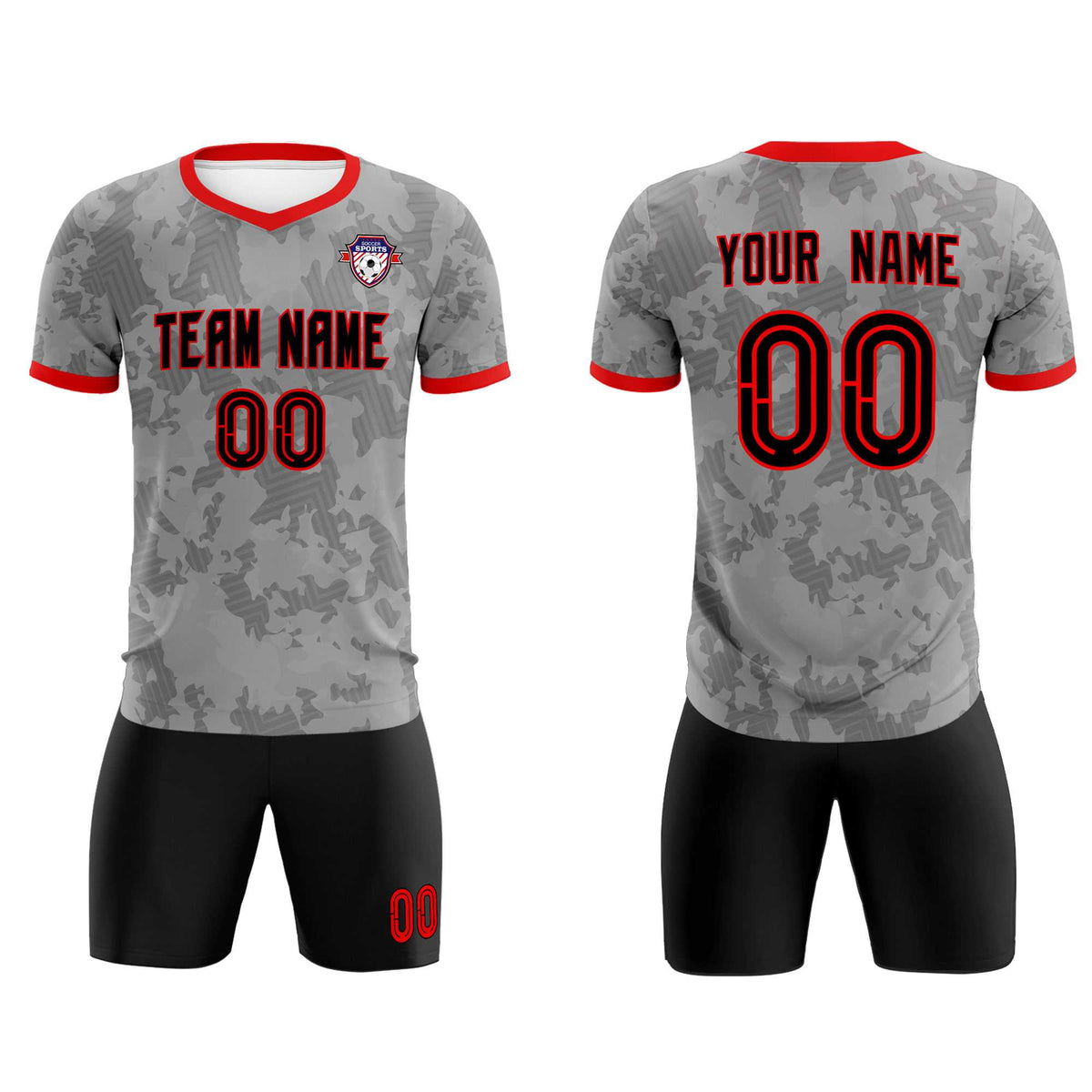 Custom Dark Gray Camo sports Soccer Tops/Sets Jersey