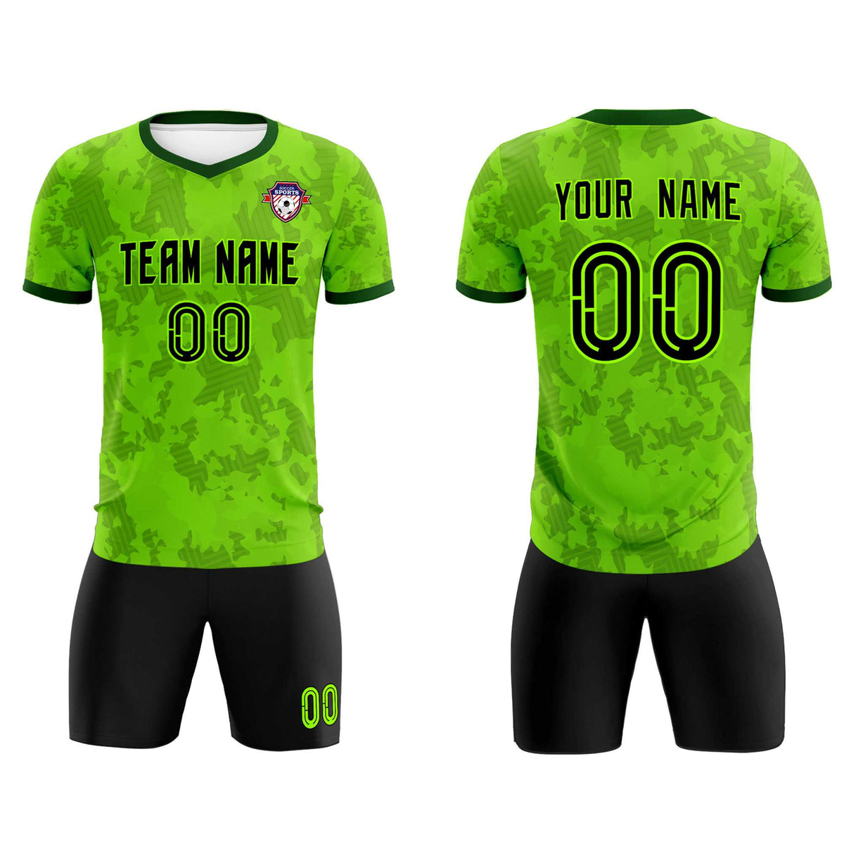 Custom Green Camo sports Football Kit Jersey