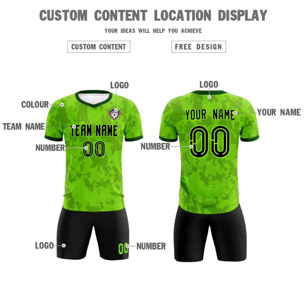 Custom Green Camo sports Football Kit Jersey