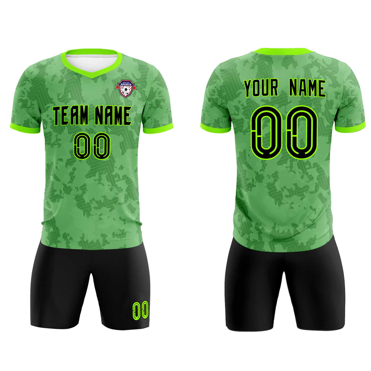 Custom Green Camo sports Football Kit Jersey