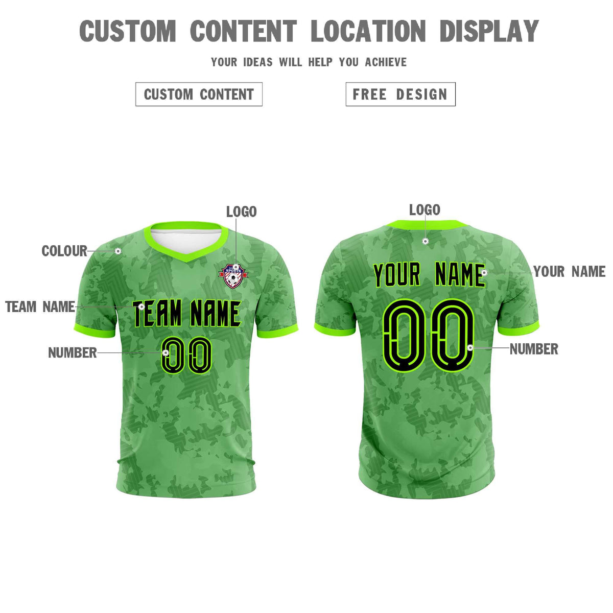 Custom Green Camo sports Football Kit Jersey
