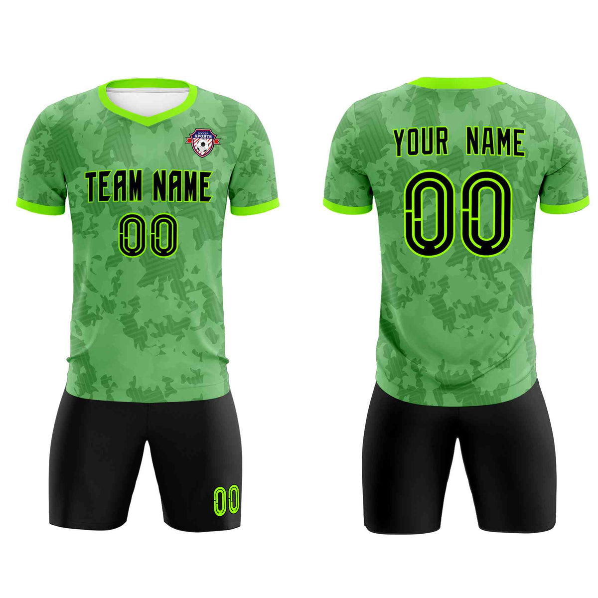 Custom Green Camo sports Football Kit Jersey
